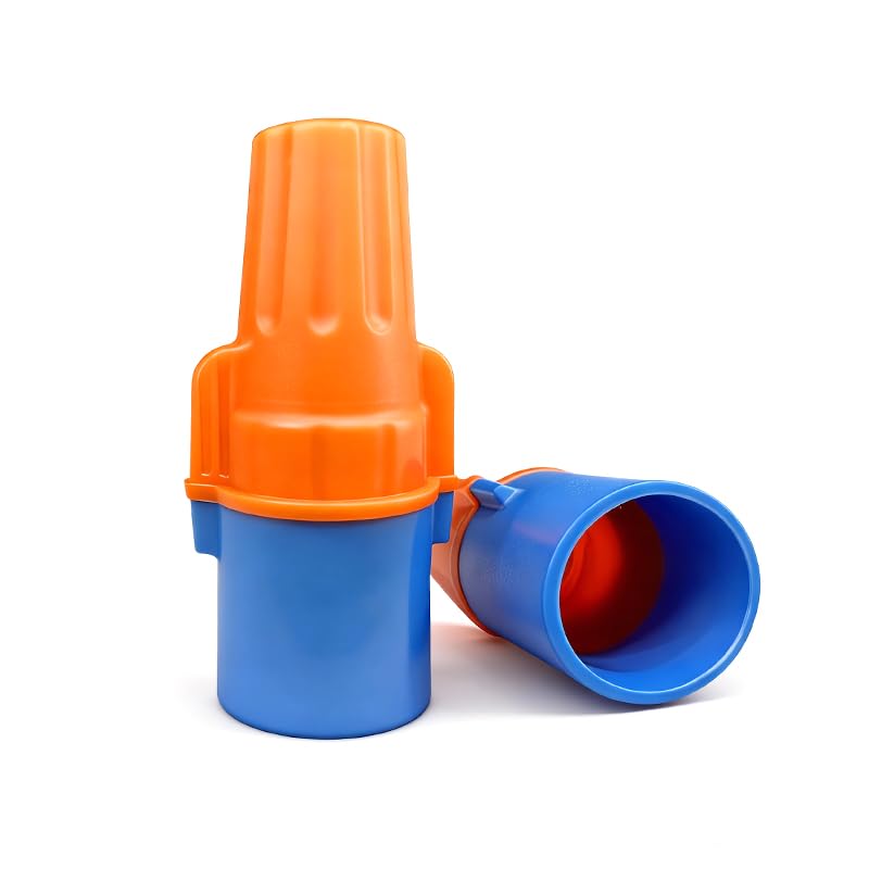 DICIO Winged Wire Connectors, Easy Twist-on Screw on Ribbed Cap for Quick Connection, Orange/Blue, Flexible Steel Spring Connectors, Copper, UL Listed, Pouch of 100, 22-12 AWG - Image 1